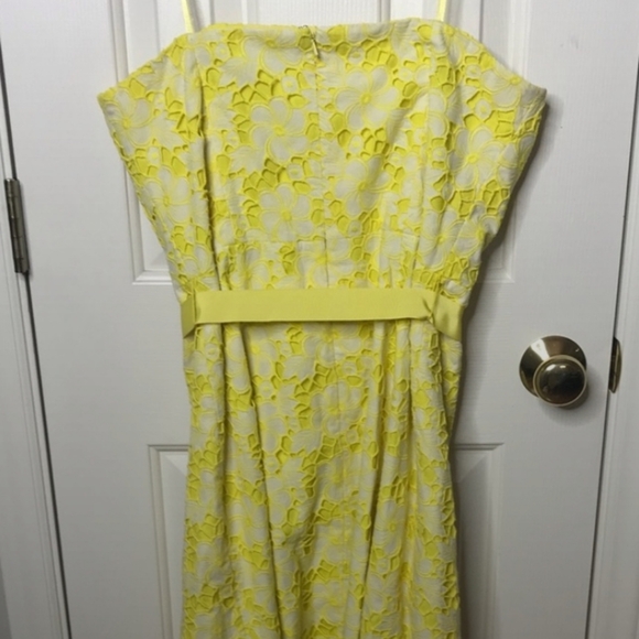 Lilly Pulitzer White Label Yellow Eyelet Strapless Dress Size 12 - Picture 5 of 8
